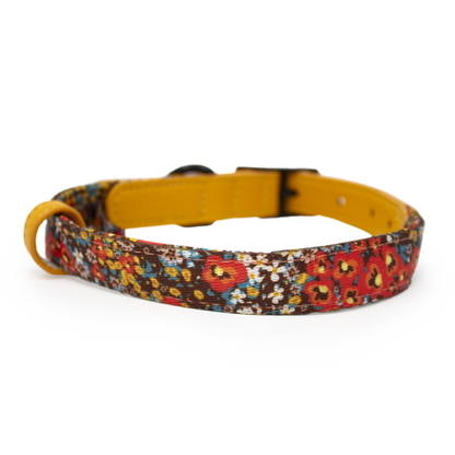 Retro Bloom Leather Dog Collar