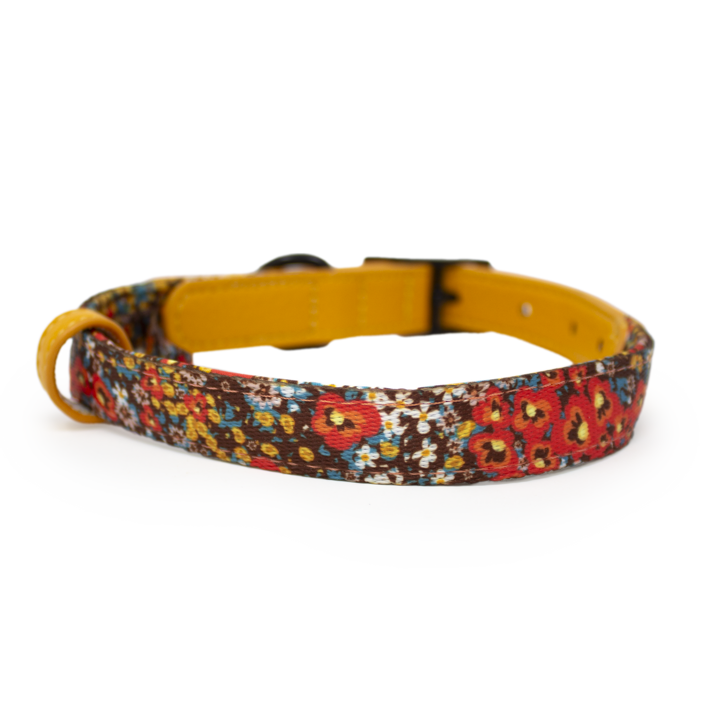 Retro Bloom Leather Dog Collar