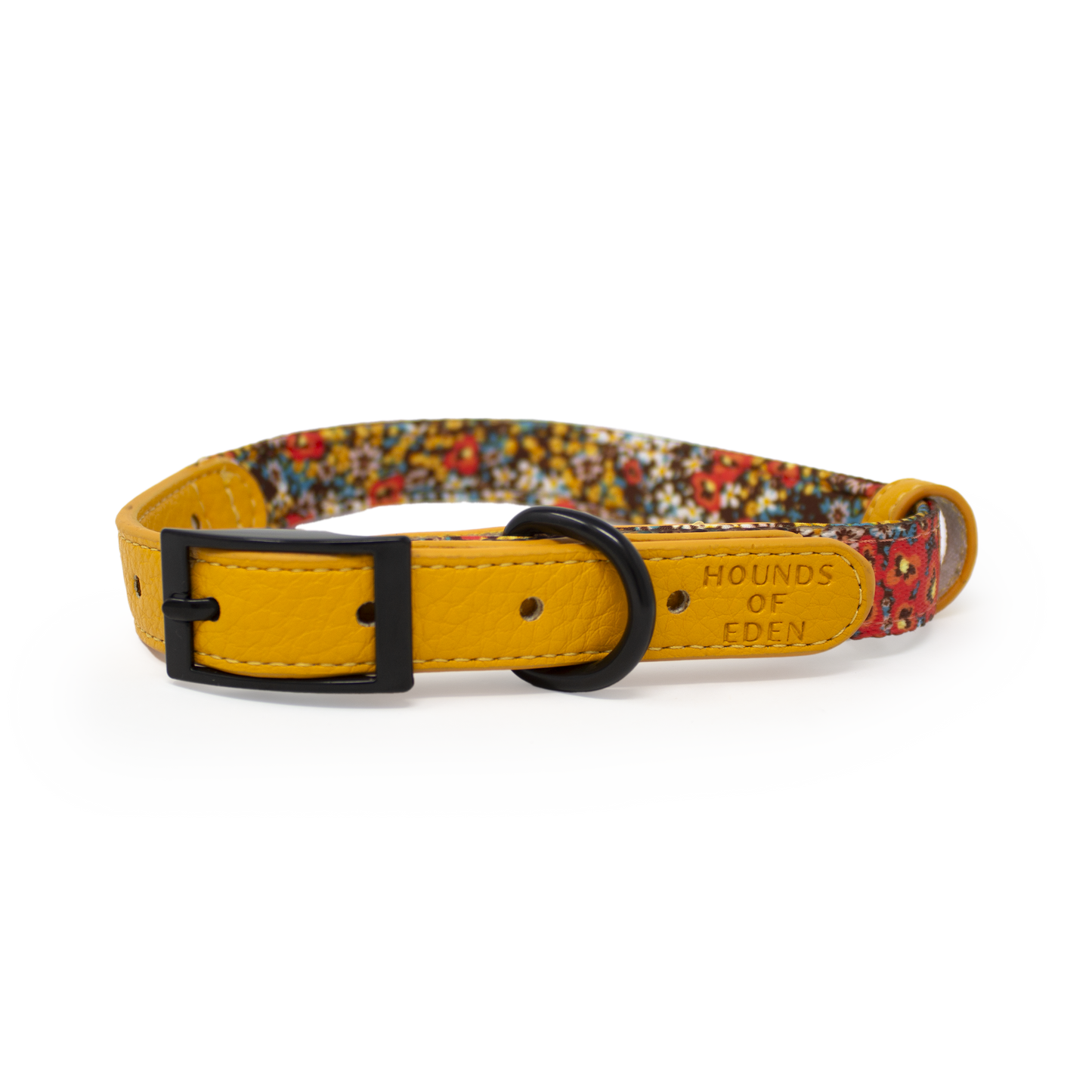 Retro Bloom Leather Dog Collar