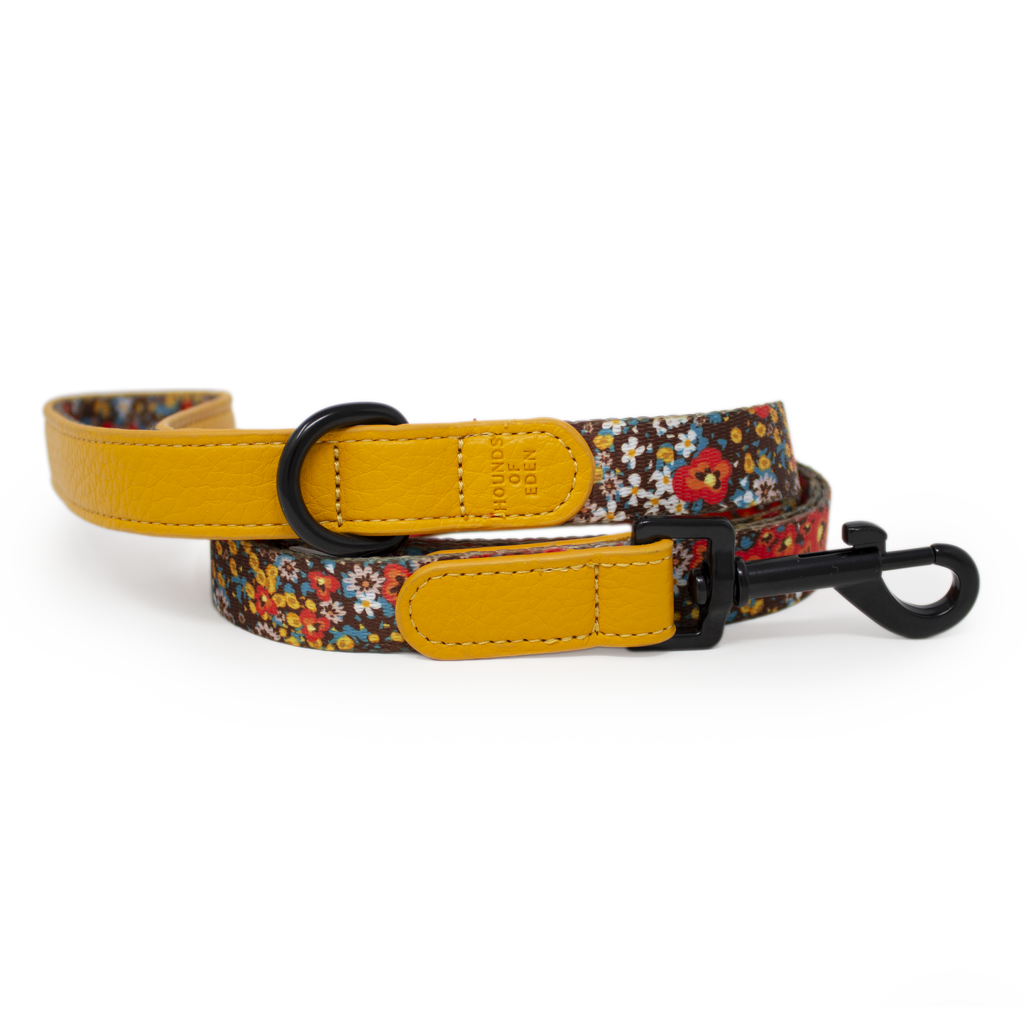 Retro Bloom Leather Dog Collar