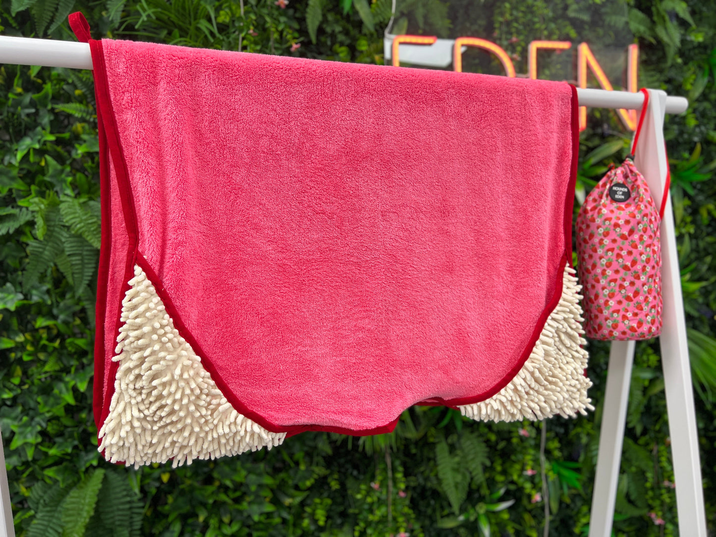 Strawberry Patch - Dog Towel + Carry Bag