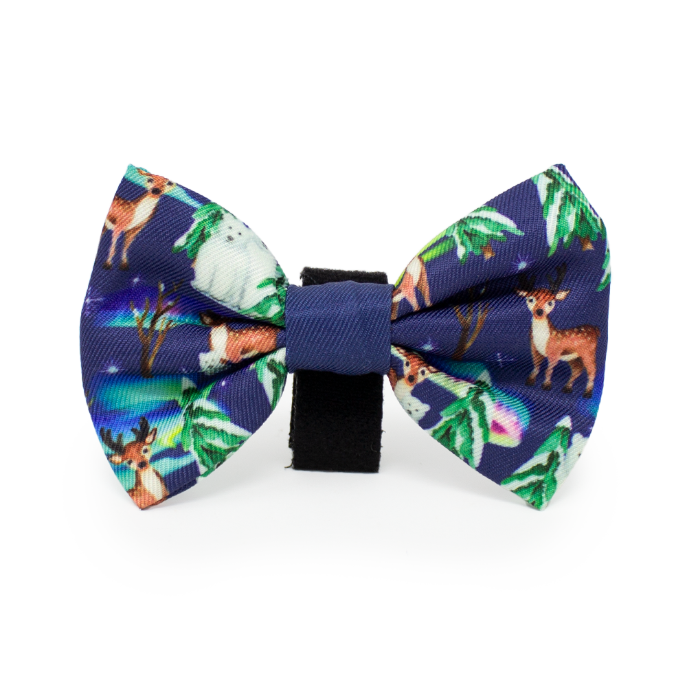 Polar Lights - Navy Polar Bear Design Dog Bow Tie