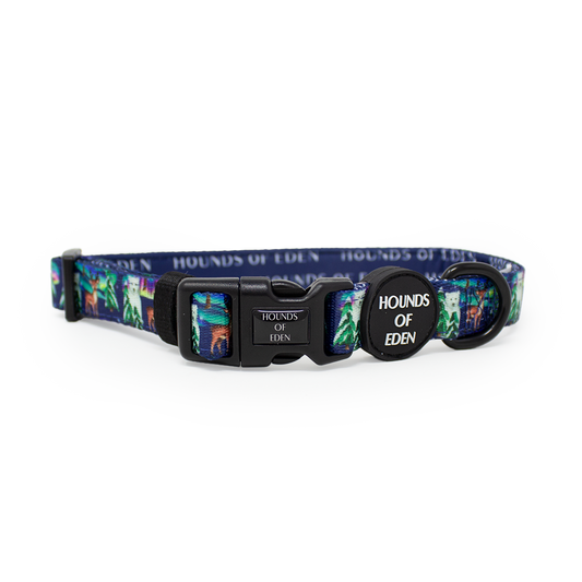 Polar Lights - Navy Polar Bear Design Dog Collar