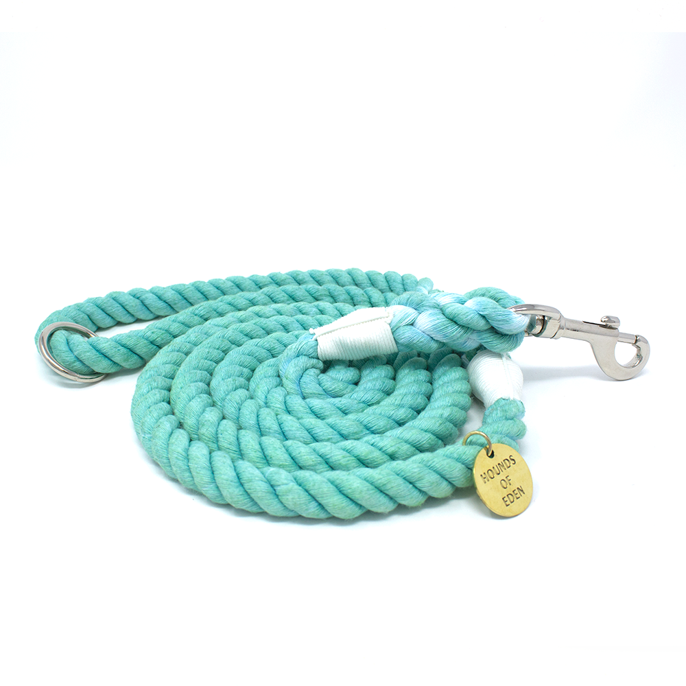 Tiffany’s - Light Teal Cotton Rope Lead - Silver Hardware