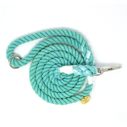 Tiffany’s - Light Teal Cotton Rope Lead - Silver Hardware