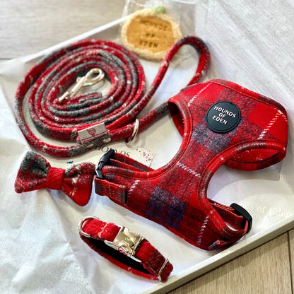 'Sammi' - Red & Grey tweed effect Poop/Treat Bag Holder