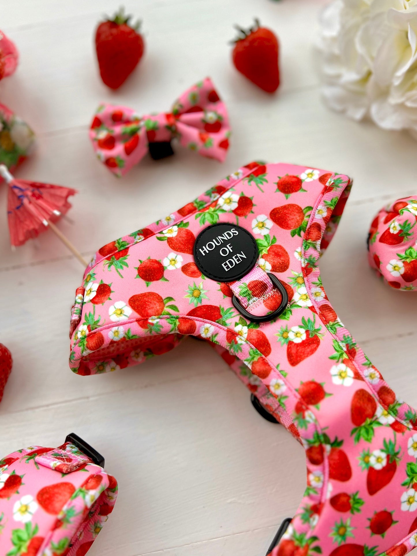 Strawberry Patch Design Dog Bow Tie