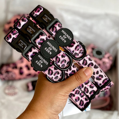 'Blushing Leopard' - Pink Dog Collar