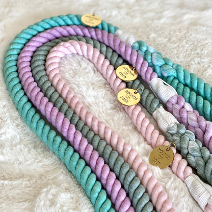 Tiffany’s - Light Teal Cotton Rope Lead - Silver Hardware