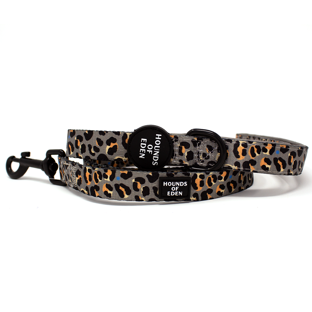 'Steel Leopard' - Khaki/Grey Dog Lead